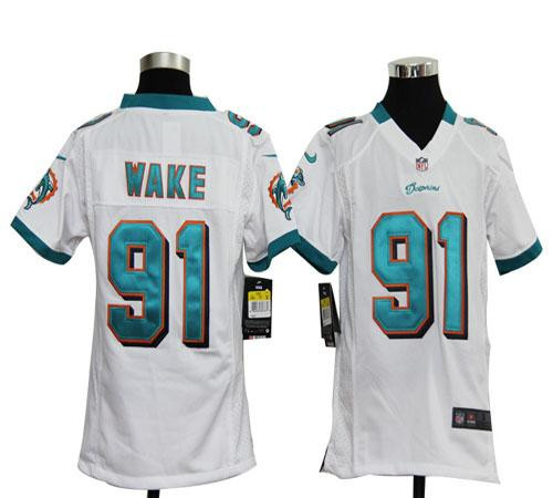Nike Dolphins #91 Cameron Wake White Youth Stitched NFL Elite Jersey Nike Dolphins #91 Cameron Wake White Youth Stitched NFL Elite Jersey