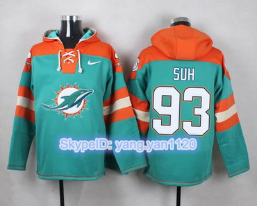 Nike Dolphins #93 Ndamukong Suh Aqua Green Player Pullover NFL Hoodie