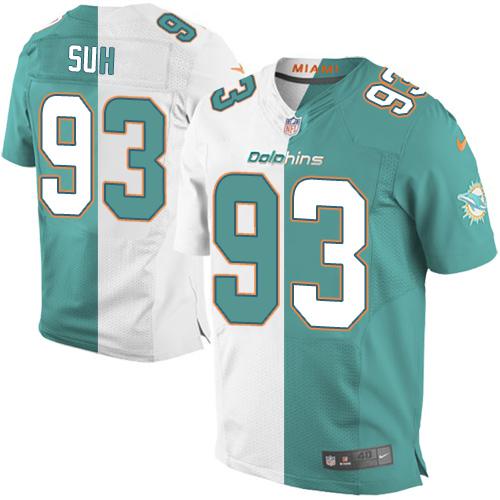 Nike Dolphins #93 Ndamukong Suh Aqua Green White Men's Stitched NFL Elite Split Jersey Nike Dolphins #93 Ndamukong Suh Aqua Green White Men's Stitched NFL Elite Split Jersey