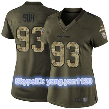 Nike Dolphins #93 Ndamukong Suh Green Women's Stitched NFL Limited Salute to Service Jersey