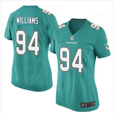 Nike Dolphins #94 Mario Williams Aqua Green Team Color Women's Stitched NFL Elite Jersey