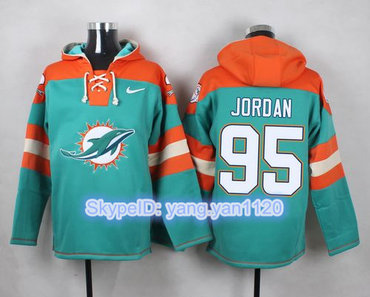 Nike Dolphins #95 Dion Jordan Aqua Green Player Pullover NFL Hoodie