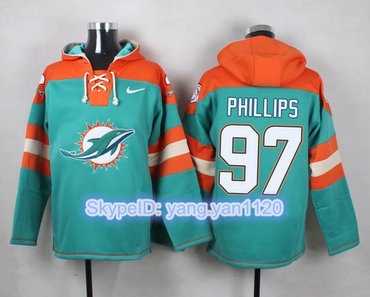 Nike Dolphins #97 Jordan Phillips Aqua Green Player Pullover NFL Hoodie