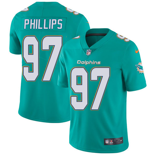 Nike Dolphins #97 Jordan Phillips Aqua Green Team Color Men's Stitched NFL Vapor Untouchable Limited Jersey