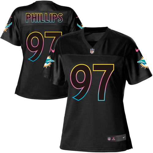 Nike Dolphins #97 Jordan Phillips Black Women's NFL Fashion Game Jersey