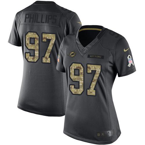 Nike Dolphins #97 Jordan Phillips Black Women's Stitched NFL Limited 2016 Salute to Service Jersey Nike Dolphins #97 Jordan Phillips Black Women's Stitched NFL Limited 2016 Salute to Service Jersey