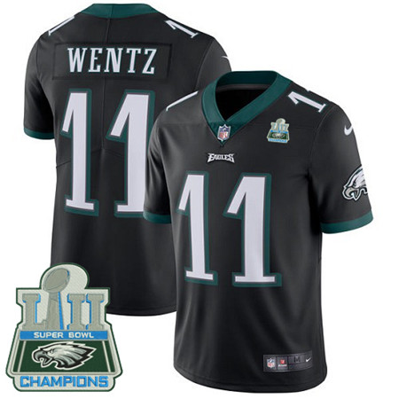 Nike Eagles #11 Carson Wentz Black Alternate Super Bowl LII Champions Youth Stitched NFL Vapor Untouchable Limited Jersey Nike Eagles #11 Carson Wentz Black Alternate Super Bowl LII Champions Youth Stitched NFL Vapor Untouchable Limited Jersey
