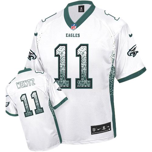 Nike Eagles #11 Carson Wentz White Men's Stitched NFL Elite Drift Fashion Jersey Nike Eagles #11 Carson Wentz White Men's Stitched NFL Elite Drift Fashion Jersey