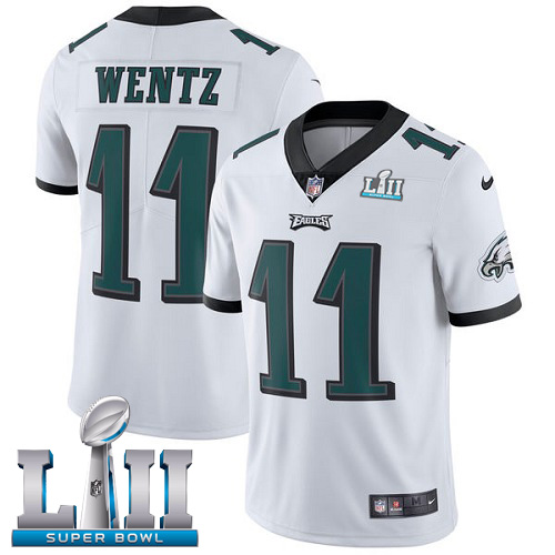 Nike Eagles #11 Carson Wentz White Super Bowl LII Men's Stitched NFL Vapor Untouchable Limited Jersey Nike Eagles #11 Carson Wentz White Super Bowl LII Men's Stitched NFL Vapor Untouchable Limited Jersey