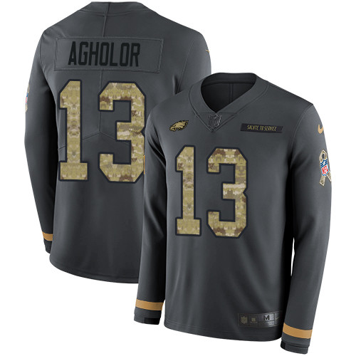 Nike Eagles #13 Nelson Agholor Anthracite Salute to Service Men's Stitched NFL Limited Therma Long Sleeve Jersey Nike Eagles #13 Nelson Agholor Anthracite Salute to Service Men's Stitched NFL Limited Therma Long Sleeve Jersey