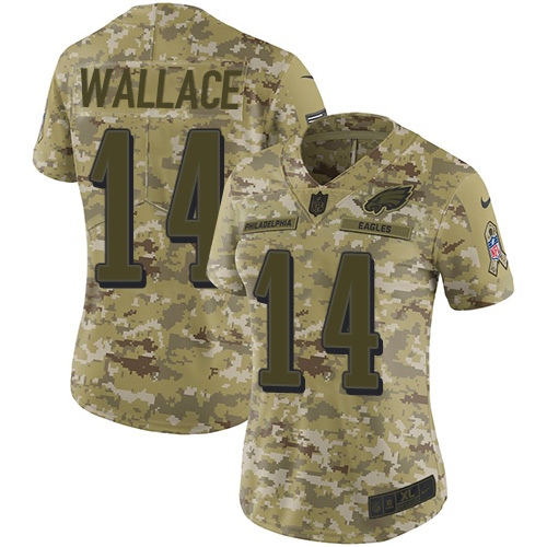 Nike Eagles #14 Mike Wallace Camo Women's Stitched NFL Limited 2018 Salute to Service Jersey Nike Eagles #14 Mike Wallace Camo Women's Stitched NFL Limited 2018 Salute to Service Jersey