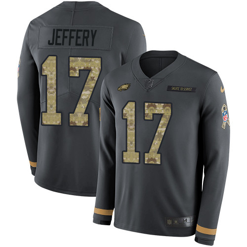 Nike Eagles #17 Alshon Jeffery Anthracite Salute to Service Men's Stitched NFL Limited Therma Long Sleeve Jersey Nike Eagles #17 Alshon Jeffery Anthracite Salute to Service Men's Stitched NFL Limited Therma Long Sleeve Jersey
