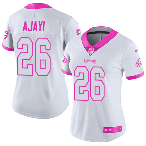 Nike Eagles #26 Jay Ajayi White Pink Women's Stitched NFL Limited Rush Fashion Jersey Nike Eagles #26 Jay Ajayi White Pink Women's Stitched NFL Limited Rush Fashion Jersey