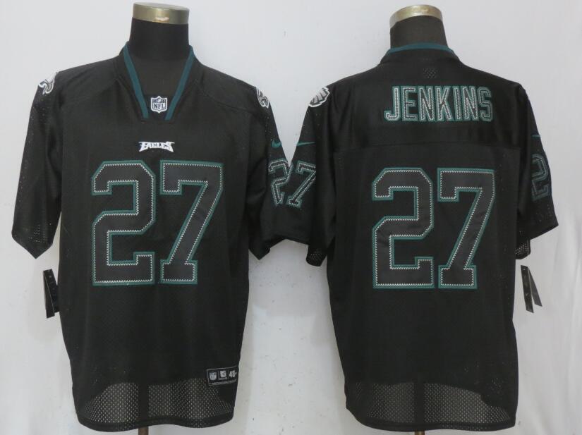 Nike Eagles #27 Malcolm Jenkins Black Lights Out Elite Jersey