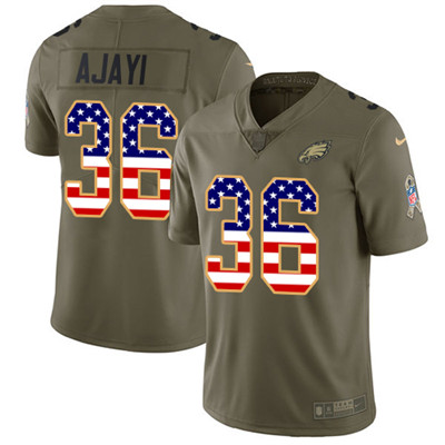 Nike Eagles #36 Jay Ajayi Olive USA Flag Men's Stitched NFL Limited 2017 Salute To Service Jersey
