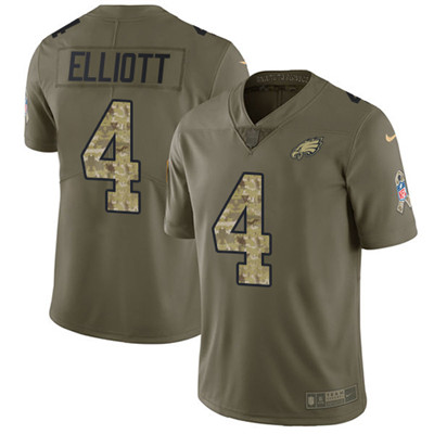 Nike Eagles #4 Jake Elliott Olive Camo Men's Stitched NFL Limited 2017 Salute To Service Jersey