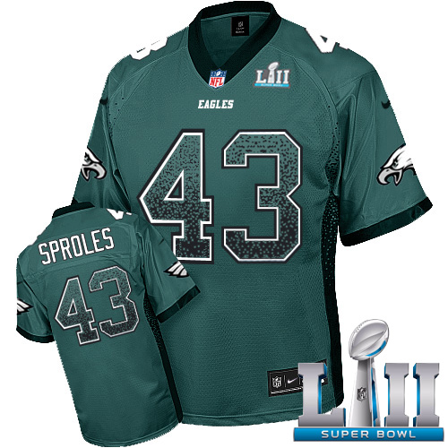 Nike Eagles #43 Darren Sproles Midnight Green Team Color Super Bowl LII Men's Stitched NFL Elite Drift Fashion Jersey Nike Eagles #43 Darren Sproles Midnight Green Team Color Super Bowl LII Men's Stitched NFL Elite Drift Fashion Jersey