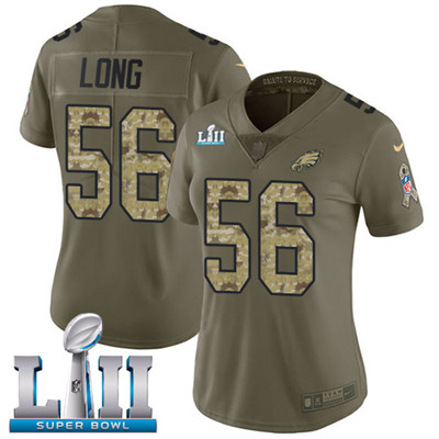 Nike Eagles #56 Chris Long Olive Camo Super Bowl LII Women's Stitched NFL Limited 2017 Salute to Service Jersey Nike Eagles #56 Chris Long Olive Camo Super Bowl LII Women's Stitched NFL Limited 2017 Salute to Service Jersey