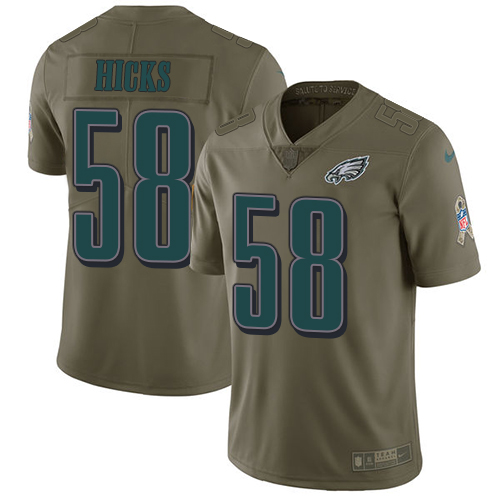 Nike Eagles #58 Jordan Hicks Olive Men's Stitched NFL Limited 2017 Salute To Service Jersey