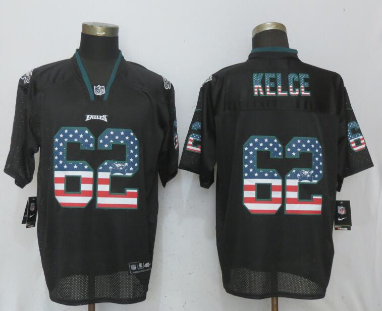 Nike Eagles #62 Jason Kelce Black USA Flag Elite Jersey