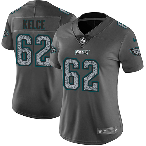 Nike Eagles #62 Jason Kelce Gray Static Women's NFL Vapor Untouchable Game Jersey