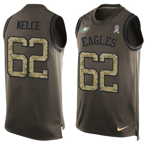 Nike Eagles #62 Jason Kelce Green Men's Stitched NFL Limited Salute To Service Tank Top Jersey Nike Eagles #62 Jason Kelce Green Men's Stitched NFL Limited Salute To Service Tank Top Jersey
