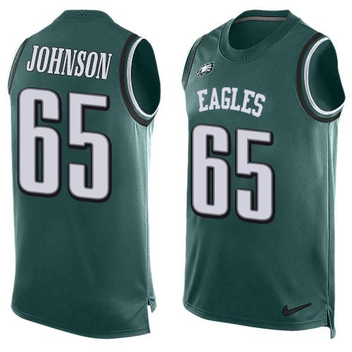 Nike Eagles #65 Lane Johnson Midnight Green Team Color Men's Stitched NFL Limited Tank Top Jersey Nike Eagles #65 Lane Johnson Midnight Green Team Color Men's Stitched NFL Limited Tank Top Jersey
