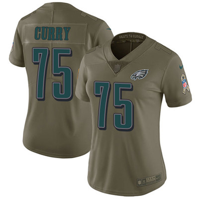Nike Eagles #75 Vinny Curry Olive Women's Stitched NFL Limited 2017 Salute to Service Jersey Nike Eagles #75 Vinny Curry Olive Women's Stitched NFL Limited 2017 Salute to Service Jersey