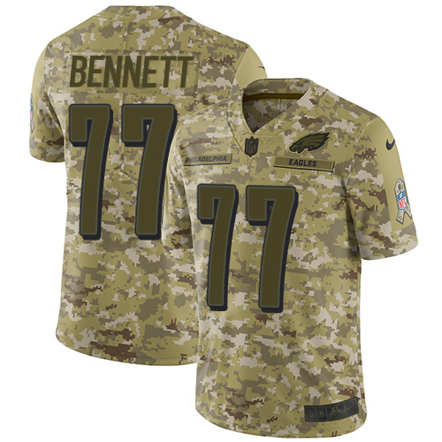 Nike Eagles #77 Michael Bennett Camo Men's Stitched NFL Limited 2018 Salute To Service Jersey