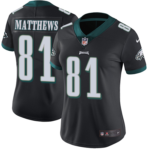 Nike Eagles #81 Jordan Matthews Black Alternate Women's Stitched NFL Vapor Untouchable Limited Jersey