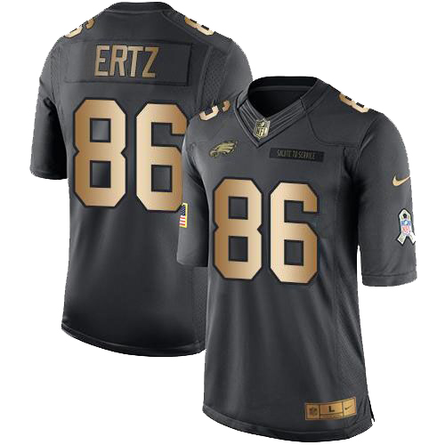 Nike Eagles #86 Zach Ertz Black Men's Stitched NFL Limited Gold Salute To Service Jersey Nike Eagles #86 Zach Ertz Black Men's Stitched NFL Limited Gold Salute To Service Jersey