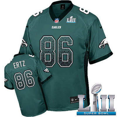 Nike Eagles #86 Zach Ertz Midnight Green Team Color Super Bowl LII Men's Stitched NFL Elite Drift Fashion Jersey$199.99$23.0