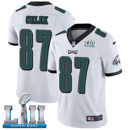 Nike Eagles #87 Brent Celek White Super Bowl LII Youth Stitched NFL Vapor Untouchable Limited Jersey