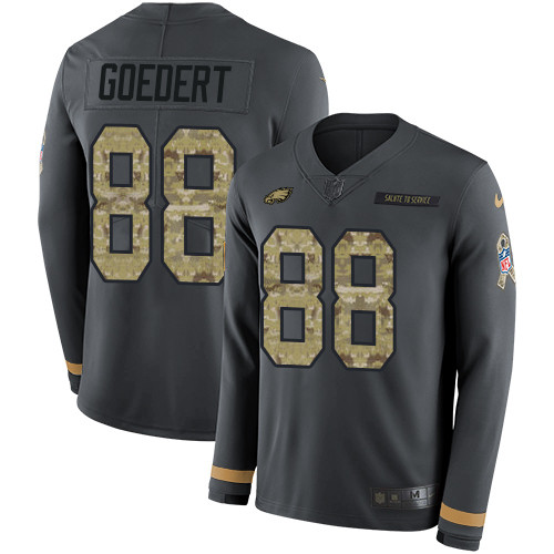 Nike Eagles #88 Dallas Goedert Anthracite Salute to Service Men's Stitched NFL Limited Therma Long Sleeve Jersey Nike Eagles #88 Dallas Goedert Anthracite Salute to Service Men's Stitched NFL Limited Therma Long Sleeve Jersey