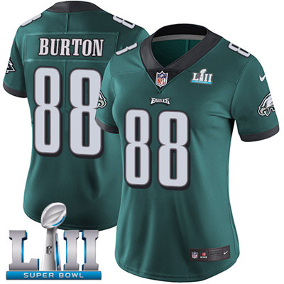 Nike Eagles #88 Trey Burton Midnight Green Team Color Super Bowl LII Women's Stitched NFL Vapor Untouchable Limited Jersey Nike Eagles #88 Trey Burton Midnight Green Team Color Super Bowl LII Women's Stitched NFL Vapor Untouchable Limited Jersey