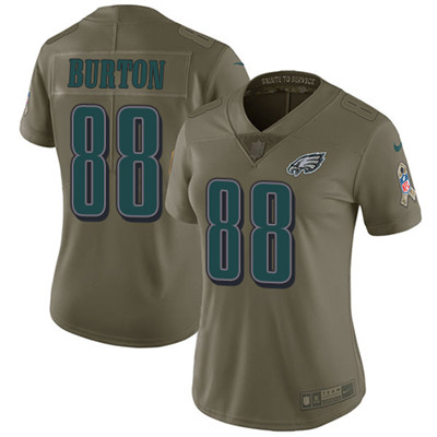 Nike Eagles #88 Trey Burton Olive Women's Stitched NFL Limited 2017 Salute to Service Jersey Nike Eagles #88 Trey Burton Olive Women's Stitched NFL Limited 2017 Salute to Service Jersey
