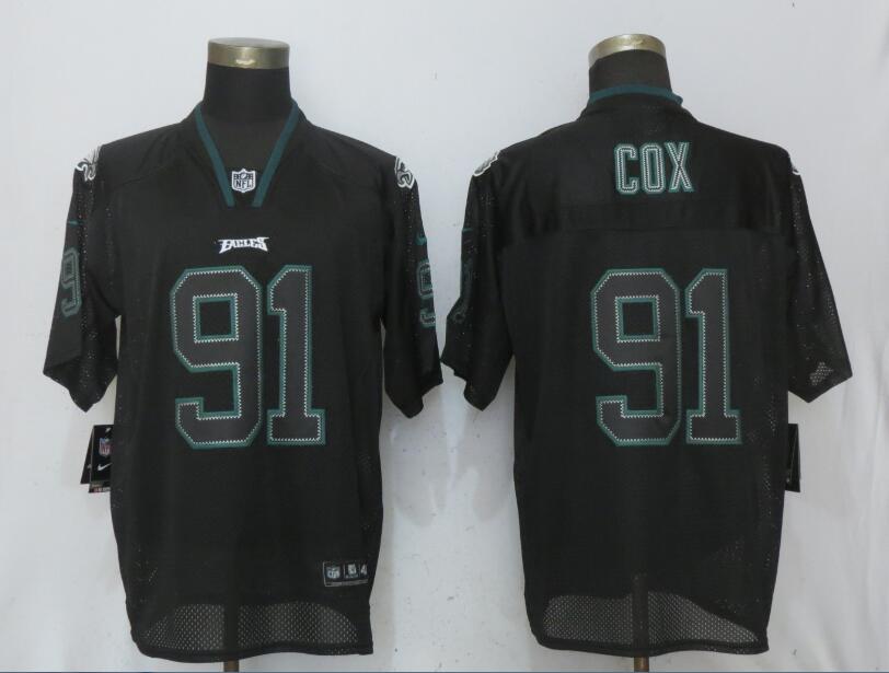 Nike Eagles #91 Fletcher Cox Black Lights Out Elite Jersey