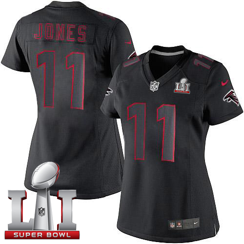 Nike Falcons #11 Julio Jones Black Impact Super Bowl LI 51 Women's Stitched NFL Limited Jersey