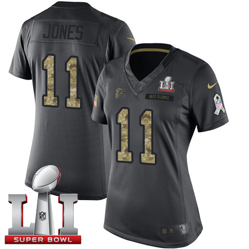Nike Falcons #11 Julio Jones Black Super Bowl LI 51 Women's Stitched NFL Limited 2016 Salute to Service Jersey