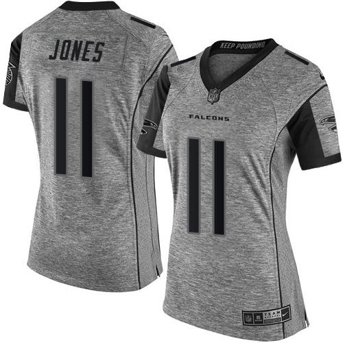 Nike Falcons #11 Julio Jones Gray Women's Stitched NFL Limited Gridiron Gray  Jersey