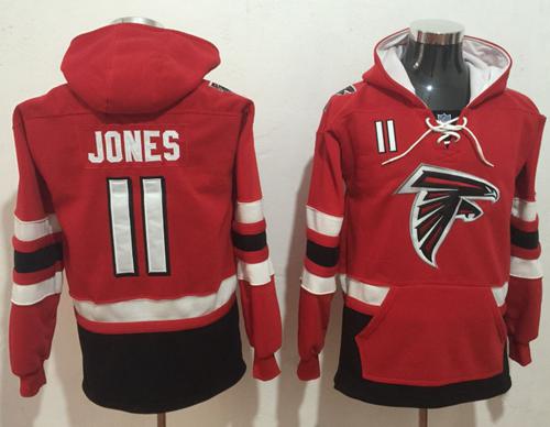 Nike Falcons #11 Julio Jones Red Black Name & Number Pullover NFL Hoodie