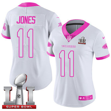 Nike Falcons #11 Julio Jones White Pink Super Bowl LI 51 Women's Stitched NFL Limited Rush Fashion Jersey Nike Falcons #11 Julio Jones White Pink Super Bowl LI 51 Women's Stitched NFL Limited Rush Fashion Jersey