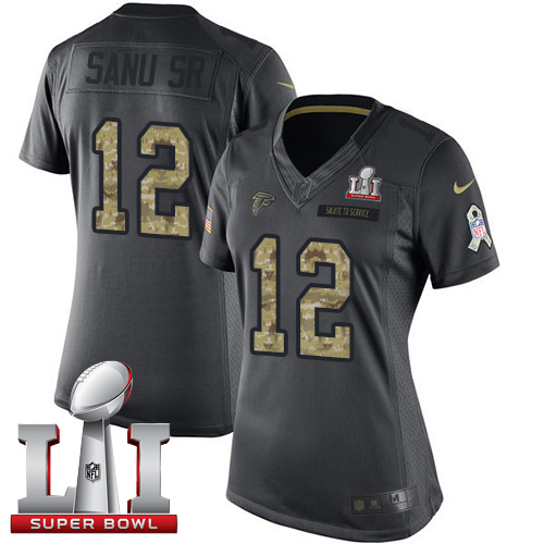Nike Falcons #12 Mohamed Sanu Sr Black Super Bowl LI 51 Women's Stitched NFL Limited 2016 Salute to Service Jersey