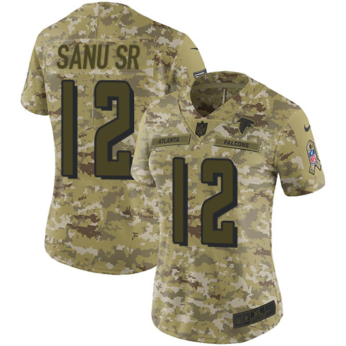 Nike Falcons #12 Mohamed Sanu Sr Camo Women's Stitched NFL Limited 2018 Salute to Service Jersey Nike Falcons #12 Mohamed Sanu Sr Camo Women's Stitched NFL Limited 2018 Salute to Service Jersey