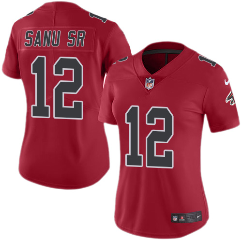 Nike Falcons #12 Mohamed Sanu Sr Red Women's Stitched NFL Limited Rush Jersey Nike Falcons #12 Mohamed Sanu Sr Red Women's Stitched NFL Limited Rush Jersey
