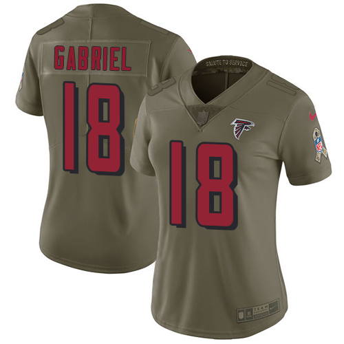 Nike Falcons #18 Taylor Gabriel Olive Women's Stitched NFL Limited 2017 Salute to Service Jersey