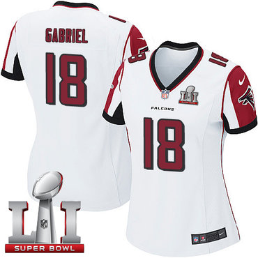 Nike Falcons #18 Taylor Gabriel White Super Bowl LI 51 Women's Stitched NFL Elite Jersey