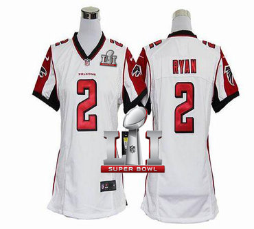 Nike Falcons #2 Matt Ryan White Super Bowl LI 51 Women's Stitched NFL Elite Jersey