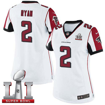 Nike Falcons #2 Matt Ryan White Super Bowl LI 51 Women's Stitched NFL Limited Jersey