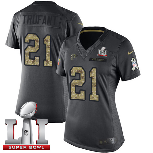 Nike Falcons #21 Desmond Trufant Black Super Bowl LI 51 Women's Stitched NFL Limited 2016 Salute to Service